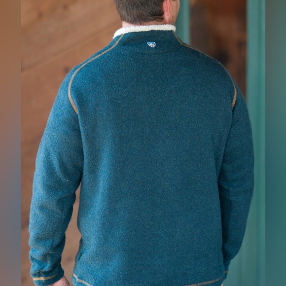 Kuhl Men’s Stovepipe Alfpaca Fleece Pullover Large Shearling-lined Collar Blue - Picture 4 of 16